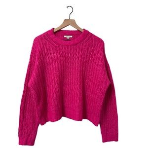 American Eagle Hot Pink Relaxed Fit Comfy Casual Knit Sweater Size Medium